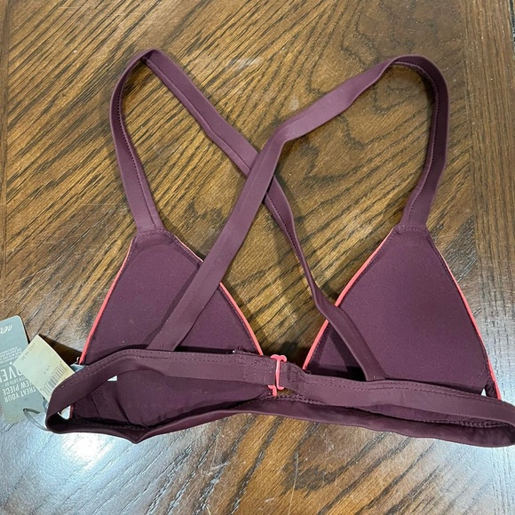 NWT Aerie Coral and Maroon Textured Bikini Top AND Bottom - Picture 2 of 6
